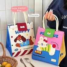 1 buah Tas Bekal Kawaii Kotak Bekal Lucu untuk Wanita Tas Bekal yang Dapat Digunakan Kembali Tas Tangan Tas Pendingin untuk Piknik dan Kerja - MultiWarna - View 4