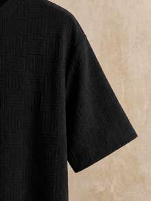 HIMLAND Camiseta de hombro caído de corte holgado para hombre en color liso - Gris Oscuro - Ver 4