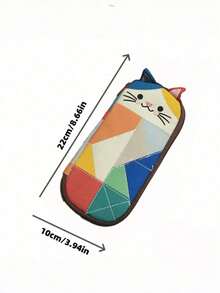 Joivida 1Pc/2Pcs Ins-Style Patchwork Kitten Pencil Case, Cute Girly Fabric Spliced Stationery Bag, Personalized And Portable Student Pencil Storage Bag, Large-Capacity Zipper Pencil Case, Simple And Versatile Stationery Storage Bag For Girls - multicolor - View 3