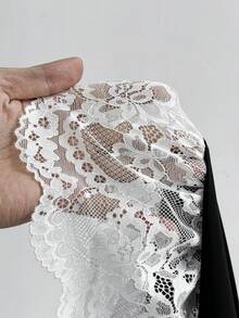 Maweii Bodysuit Seksi Elegan Model Off-Shoulder dengan Patchwork Renda Ukuran Plus untuk Kencan Malam Bersama Teman Wanita, Warna Hitam, Musim Panas - Hitam dan Putih - View 8