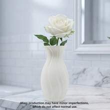 1 Pc Modern Minimalist White Plastic Vase, Minimalist Wavy Textured Decor Container, Nordic Art Geometric Planter Suitable For Pampas Grass, Home Office Living Room Tabletop Shelf Decoration - 1PC - View 8