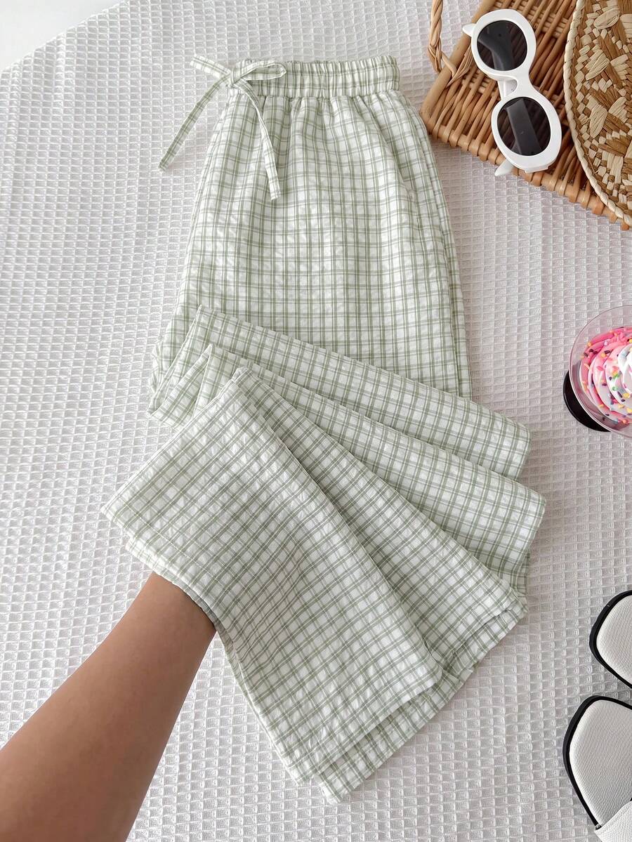 SHEIN Tween Girl Casual Minimalist Comfortable Mid-Waist Straight Leg Versatile Long Pants - Multicolor - View 1