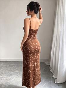 Modelyn 女款波點印花修身時尚細肩帶洋裝 - 彩色 - 查看 2