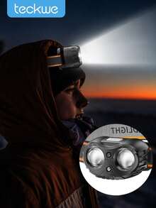 Teckwe 1pc Bright LED Sensor Headlamp, Mini Portable USB Rechargeable Rotating Headlamp For Outdoor Adventure, Camping, Fishing - one size fits all - View 1