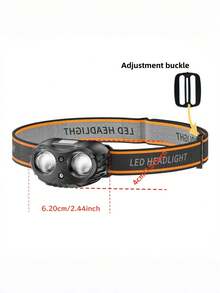 Teckwe 1pc Bright LED Sensor Headlamp, Mini Portable USB Rechargeable Rotating Headlamp For Outdoor Adventure, Camping, Fishing - one size fits all - View 6