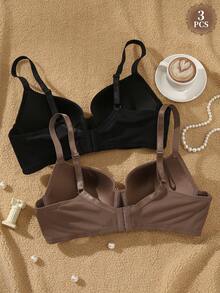 Snug Zone Plus Size Underwire Casual Comfortable Push-Up Bra 2pcs/Set - Multicolor - View 2