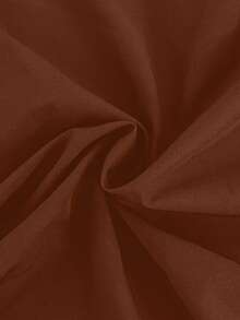 GlowEve CURVE Plus Size Solid Color Round Neck Elegant 3D Floral Pleated Long Sleeve Dress Fall - Brown - View 3