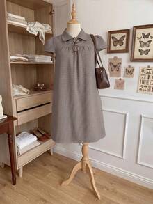 Comfortcana Gaun Boneka Khaki Kawaii Ukuran Plus untuk Awal Musim Gugur, Potongan yang Menawan - Khaki - View 4