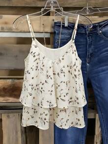 EMERY ROSE Blusas y camisetas de verano con estampado tejido de moda casual para tallas grandes - Albaricoque - Ver 2