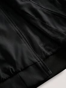 Driftmere Men's Casual Fashionable Loose Fit Jacket With Side Stripe Design, Comfortable Soft Breathable Stand Collar, Spring/Autumn Sport - Black - View 5