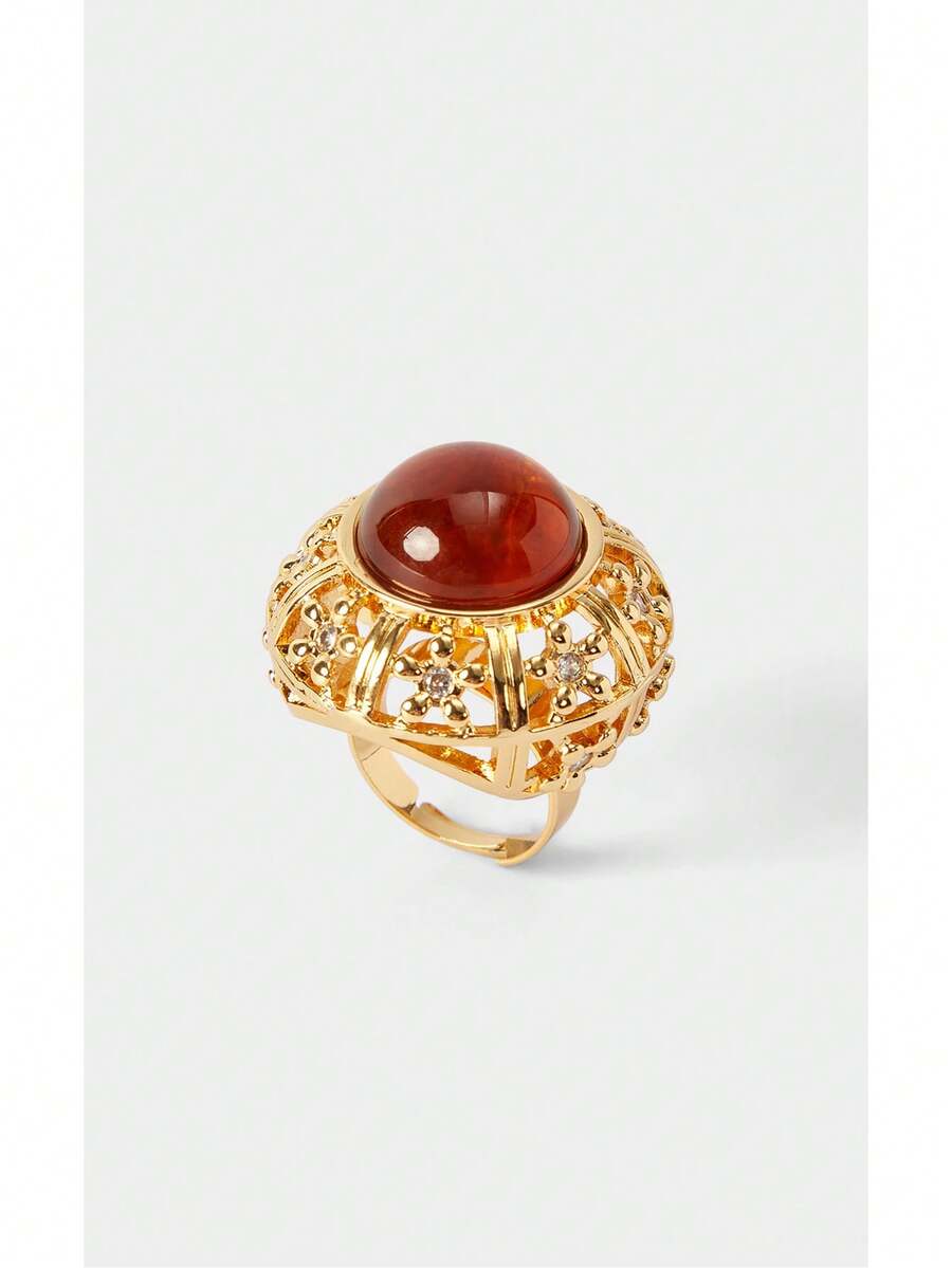 Noxbound Resin Niche Personalized Ring - Gold-orange resin - View 1