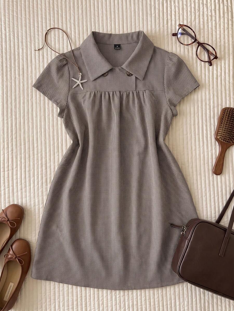 Comfortcana Gaun Boneka Khaki Kawaii Ukuran Plus untuk Awal Musim Gugur, Potongan yang Menawan - Khaki - View 1
