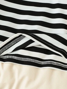 SHEIN 女童 2 件套，藍色打結短版上衣 + 黑色針織背心洋裝，休閒百搭通勤日常穿搭 - 彩色 - 查看 3