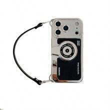 1 Buah Casing Ponsel Berbentuk Kamera Vintage 3D dengan Tali Selempang, Pelindung Anti Guncangan TPU+PC Kompatibel untuk iPhone 16/16 Pro/16 Pro Max/17 Pro Max, Casing Ponsel Desain Kamera Lucu - Hitam - View 5