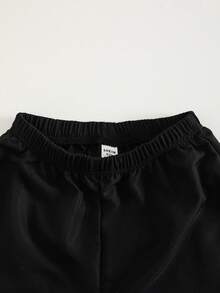 SHEIN Explorewe 少女大學風 2 合 1 灰色上衣，翻領設計，雙條紋 V 領對比飾邊，胸前蝴蝶結印花，落肩長袖羅紋袖口，搭配側邊 3D 蝴蝶結裝飾寬腿褲，寬鬆休閒日常校園穿搭，薄抓毛內裡 - 灰色 - 查看 5