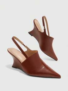 CUCCOO BIZCHIC Minimalist Style, Black Pointed Wedge Heel Shoes, Closed Toe Elegant Shoes, Versatile Commuter Women's Shoes Fall Shoes - Brown - View 5