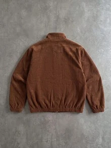 PAVTROS Men's Colorblock Patchwork Frog Button Jacket - Coffee Brown - View 2