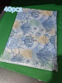 10/20/40張海洋珊瑚圖案薄棉紙，輕量禮品包裝紙，適用於衣物隔層、紅酒包裝、禮盒填充、易碎品保護，生日與情人節禮物裝飾 - B - 查看 10