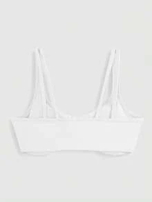 SHEIN Cheerettes Bra Olahraga Wanita Polos Kasual Serbaguna untuk Penggunaan Sehari-hari - Putih - View 4