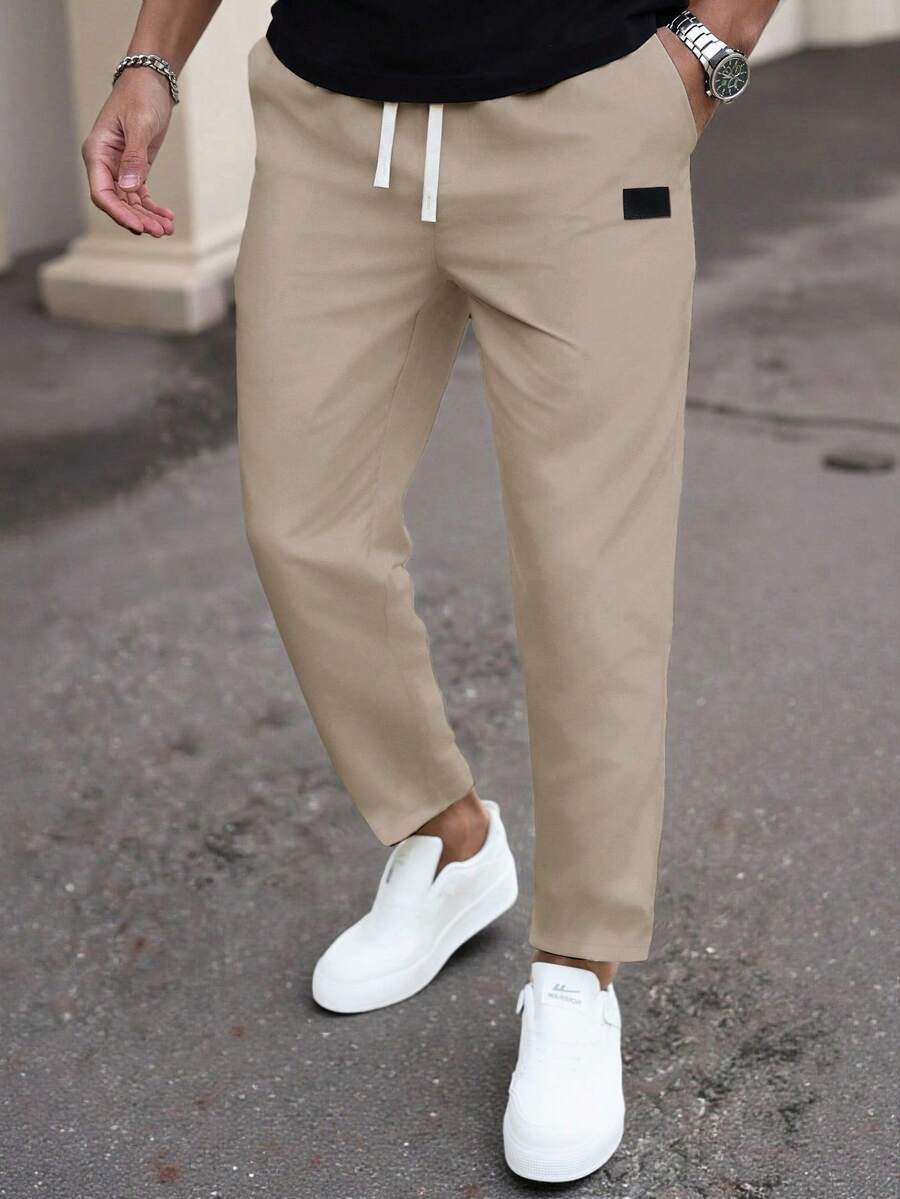 Manfinity Homme Men's Mature Casual Tapered Light Khaki Plus Size Long Pants - Khaki - View 1