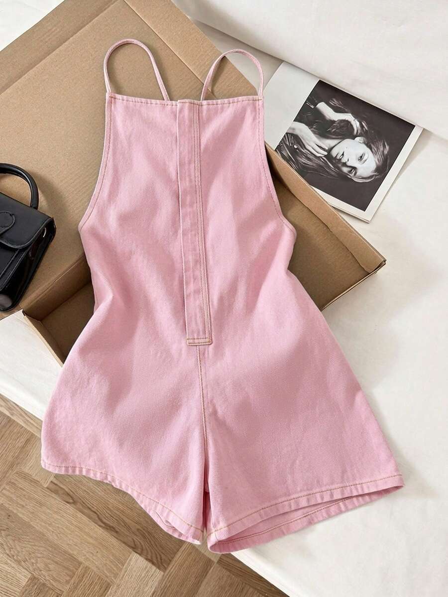 Comfortcana 女款休閒百搭牛仔細肩帶連身褲 秋季