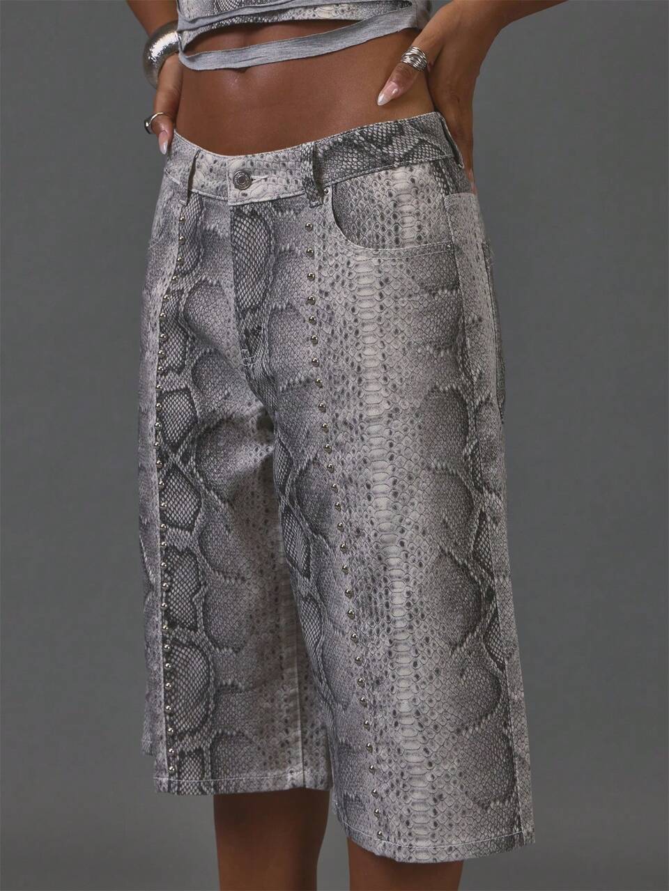 Snake Print Matte Jorts Shorts Winter Casual Day Outfit Comfy Outfit Cool