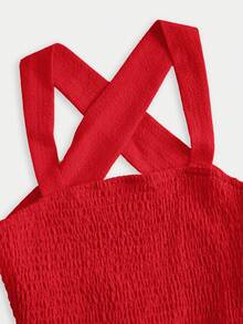 SHEIN Tween Girls' Commuting Fashion Cute Loose Elegant Dress - Red - View 4