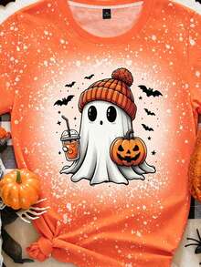 EMERY ROSE Plus Size Women's Cartoon Print Casual Everyday Short Sleeve T-Shirt - Multicolor - View 3