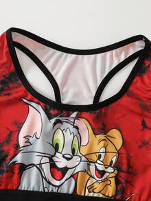 TOM & JERRY X SHEIN Women's Cartoon Print Lingerie Set - Red - View 7