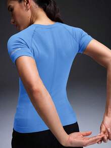 Powerista Solid Color Short Sleeve Slim Fit Sports T-Shirt - Blue - View 2