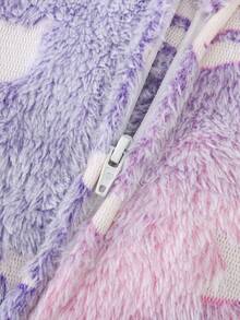 SHEIN Newborn Baby Pajamas Cartoon Unicorn Star Jacquard Pattern Round Neck Long Sleeve One-Piece Autumn Romper Comfortable - Purple - View 8