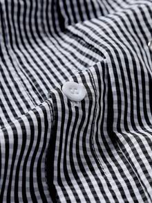 PAVTROS Men's Striped Casual Short Sleeve Shirt With Airplane Buckle For Daily Wear - Multicolor - View 5