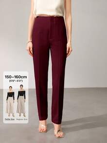 MOTF Petite Pantalones de traje elegantes de corte cónico hasta el tobillo para ir al trabajo, primavera/verano, para mujeres petite - Burdeos - Ver 1