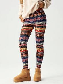 Bohemela Casual Vacation Knit Printed Slim Fit Women's Leggings - Multicolor - View 2