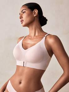 Veilyse EssElegance Sports Bra, Wireless, Comfortable, Breathable, Lift, Spring/Summer & All Season, Sexy, Front Closure, Camisole - Apricot - View 5