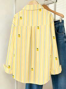 Franclia 女士 Line & 柠檬印花长袖衬衫 - 彩色 - 查看 2