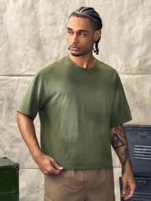 Norleigh Camiseta de manga corta holgada casual con cuello redondo y degradado para hombre, de algodón, para vacaciones - Verde - Ver 4