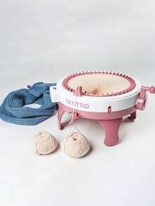 Juego de máquina de tejer de lana operada a mano (accesorios en colores aleatorios), máquina de tejer a crochet, máquina de tablero de tejido giratorio inteligente de doble cara - Rosa vieja - Ver 8