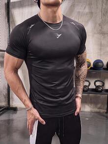 GymBeat Men's Short Sleeve Slim Fit Fitness Sports T-Shirt - Black - View 1