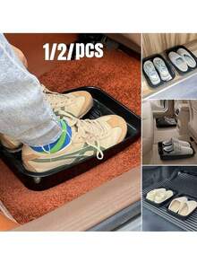 1PC/2CPS Waterproof & Dirt-Resistant Car Shoe Storage Organizer Tray, Suitable For Sedans, SUVs, Trucks, Ideal For Rainy Days And Summer Car Shoe Changing - black - View 8