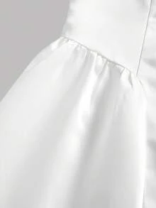 Girlism Tween Girls Dresses Spring Summer New White Woven Satin Casual Elegant Vintage Long Puff Skirt, Vintage Waist-Cinching Dress, Elegant Ruched Large A-Line White Dress, Suitable For Weddings, Dates, Outings, Cute, French White Waist-Cinching Dress - White - View 5