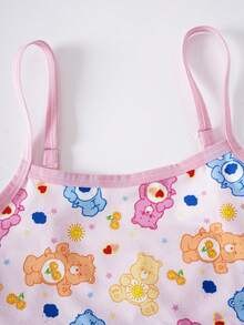 SHEIN X Care Bears 3pcs/Set Girls Big Tween Girl Camisole Ultra Short Underwear Bear Pattern 8-12Y Digital Print - Pink - View 5