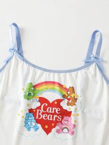 SHEIN X Care Bears Set Bra Kamisol Wanita Ukuran Besar dengan Hiasan Pita - Blue and White - View 5