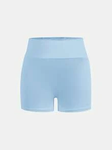 SHEIN Girlism Tween女孩日常休閒春夏針織素色高腰運動瑜伽短褲 4件/套 - 彩色 - 查看 12