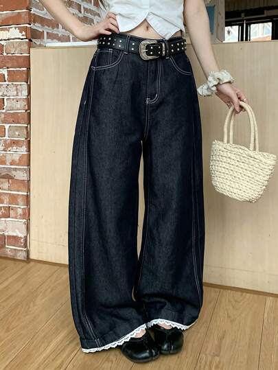 FRIFUL Women's Casual Versatile Daily Travel Denim Jeans With Pockets And Buttons