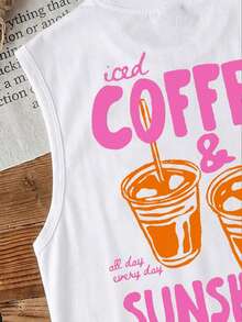 Manfinity Hypemode Men's Summer Casual Coffee Print Tank Top - White - View 4