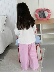 Dazy Kids HELLO KITTY | DAZY 女童字母卡通印花長袖上衣與長褲休閒居家睡衣套裝 - 白色 - 查看 2