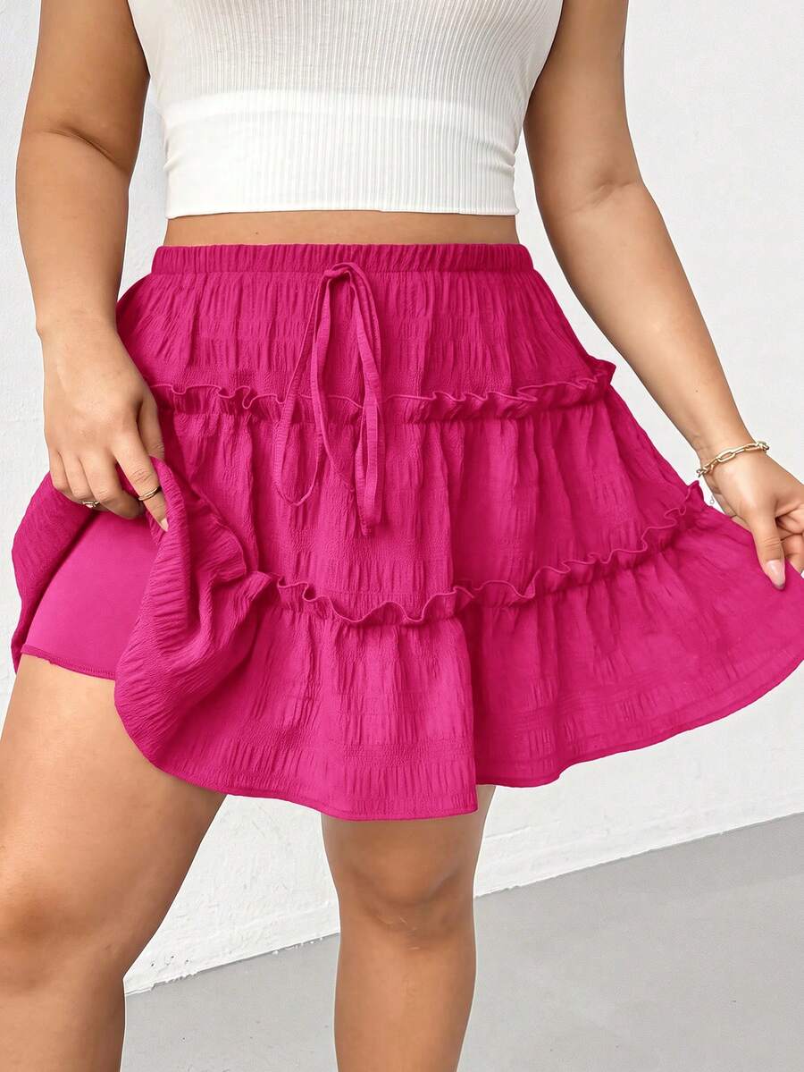 Shapeblank Plus Size Women's Solid Color Pleated Casual Versatile Daily Skort Fall