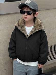DAZY Young Boy Thermal Lined Casual Daily Wear Winter Padded Coat Fall - Black - View 6