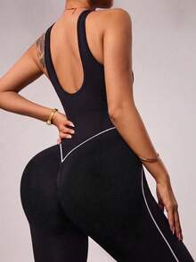 Slayform Slayform Seamless High Elasticity Women's Sleeveless Sports Jumpsuit - Black - View 4
